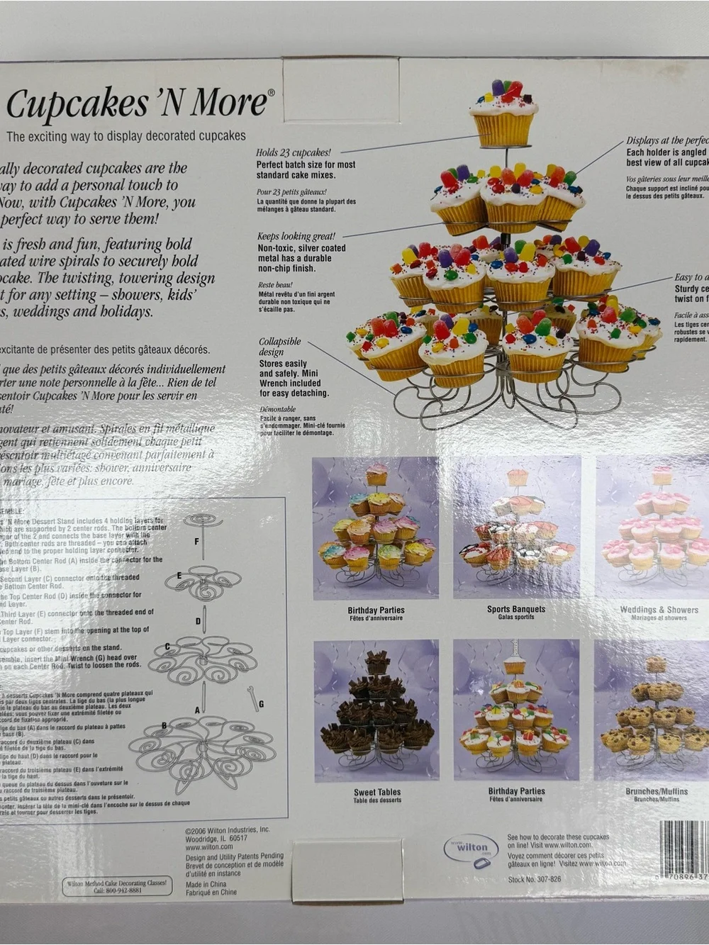 Wilton Silver Wire Cupcake Tower with Multi-Color Cupcakes